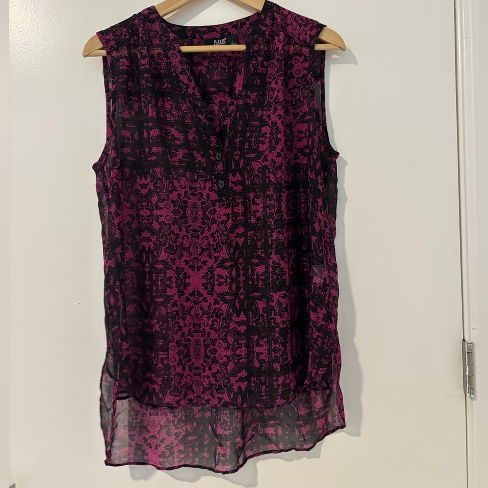 a.n.a Red and Black Blouse with Flowing Design